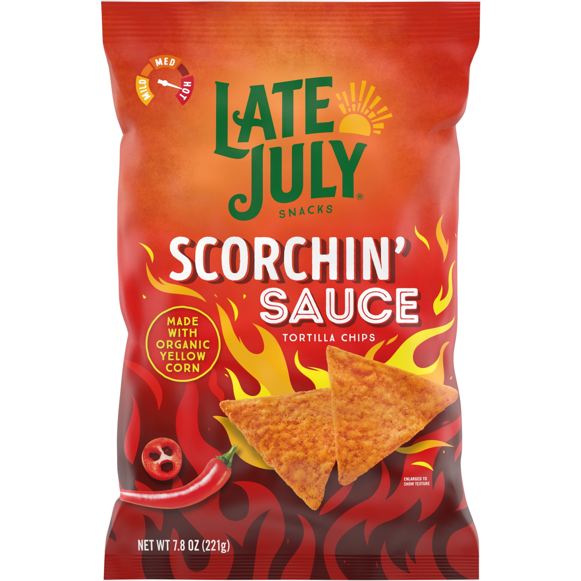 Late July Snacks, Scorchin' Sauce Corn Tortilla Chips, 7.8