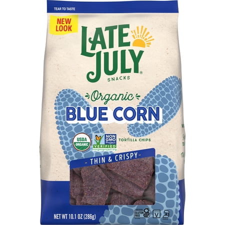 Late July Snacks, Thin and Crispy Organic Tortilla Chips, Blue Corn, 10.1-oz. Bag Pack Of 9