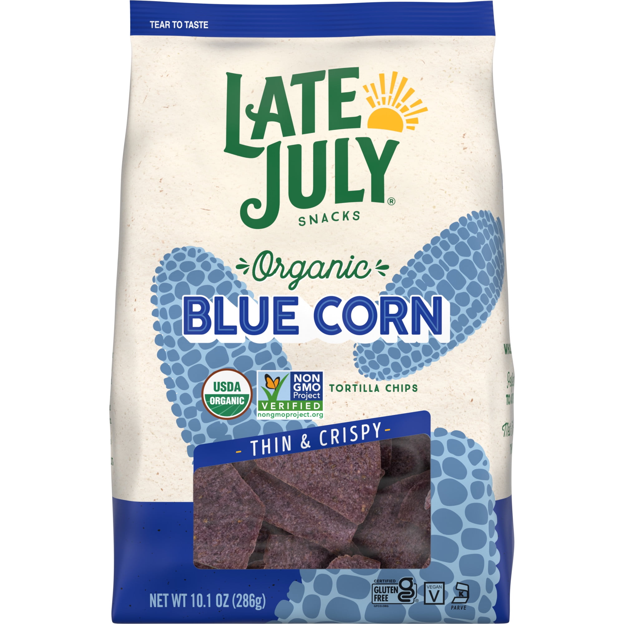 Late July Blue Corn Organic Tortilla Chips, 10.1 oz Bag