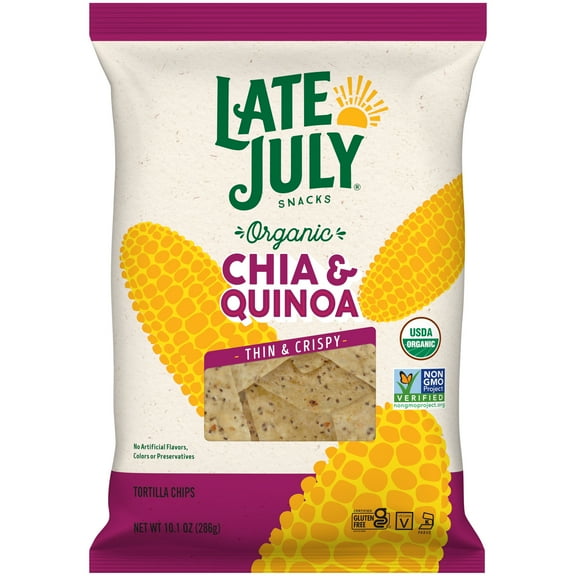 Late July Chia & Quinoa Organic Tortilla Chips, 10.1 oz Bag