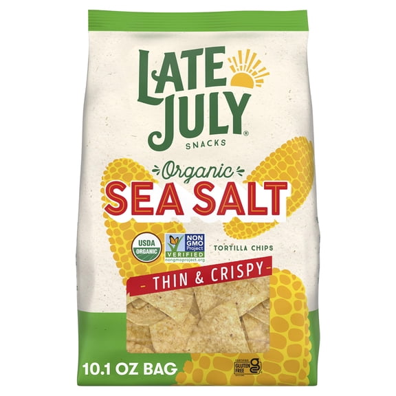 Late July Snacks Thin and Crispy Organic Tortilla Chips with Sea Salt, 10.1 oz Bag