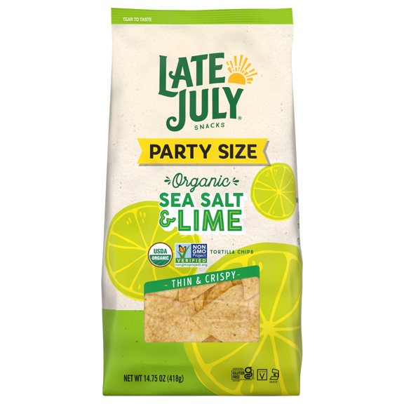 Late July Snacks - Tort Chips Sea Salt Lime - Case of 9-14.75 OZ