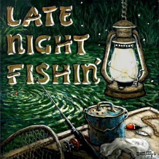 Late Night Fishing Canvas Art - Janet Kruskamp (24 x 24)