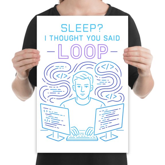 Late-Night Laughs Humor Art - Office Decor - 13x19 Poster Print - Tech Workspace