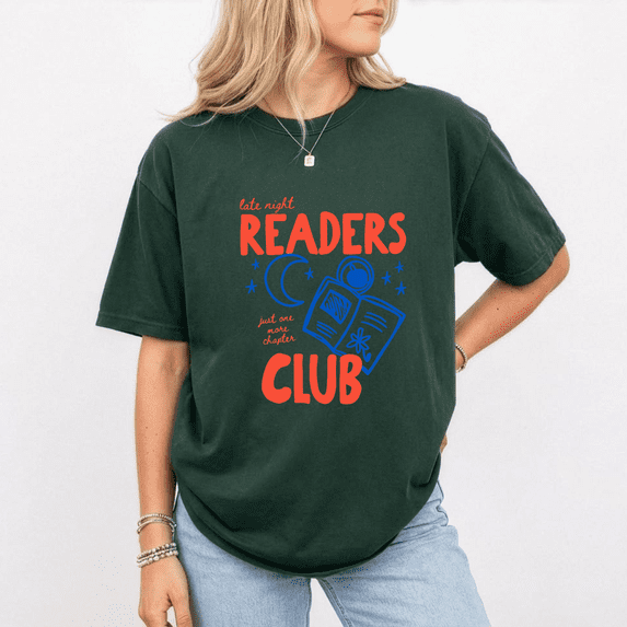 Late Night Readers Club Graphic T Shirt, Book Lover Tee, Funny Reading Tshirt, Bookworm Gift for Women and Readers