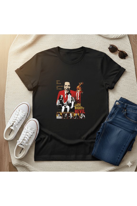 Late Night With The Devil Vintage Horror Movie Scene Design Unisex T-Shirt, up to size 5XL