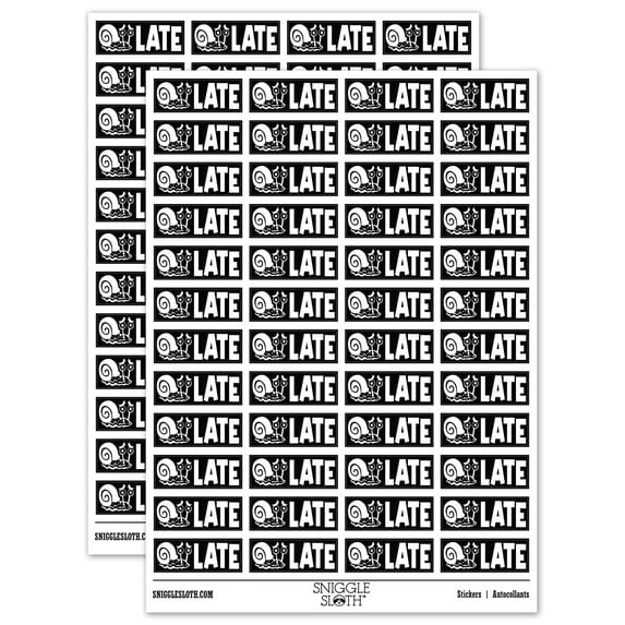 Late Snail Teacher Student School Sticker Set - Black - Gloss Finish - 1.25" Mini