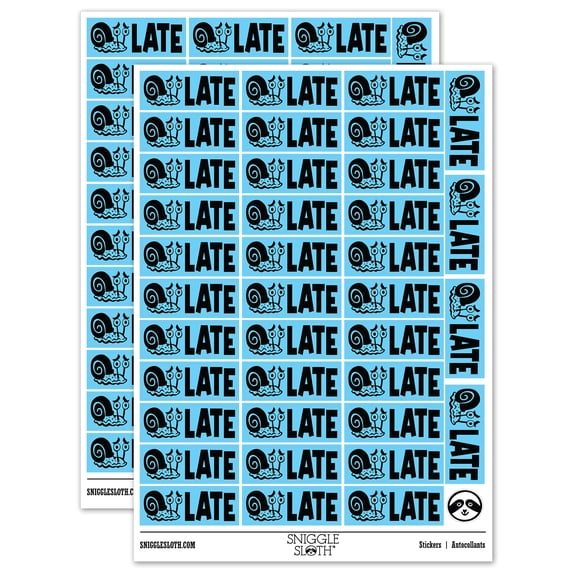 Late Snail Teacher Student School Sticker Set - Light Blue - Gloss Finish - 1.5" Small