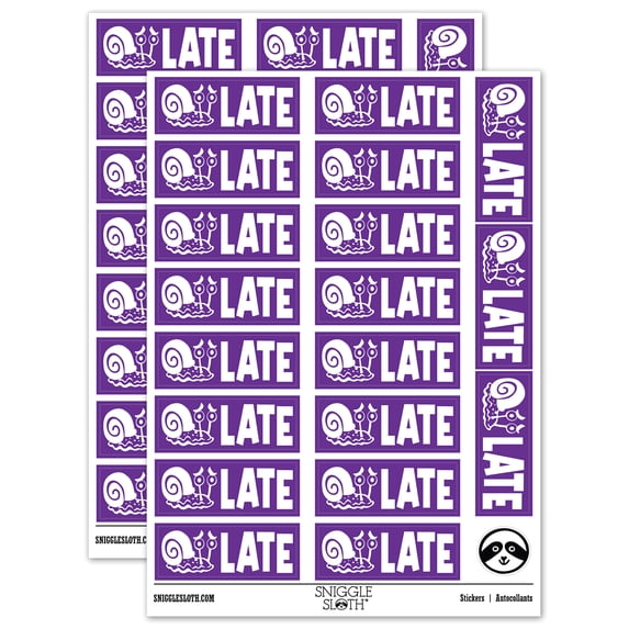 Late Snail Teacher Student School Sticker Set - Purple - Gloss Finish - 2.00" Large