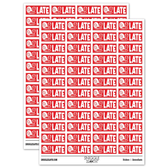 Late Snail Teacher Student School Sticker Set - Red - Matte Finish - 1.25" Mini