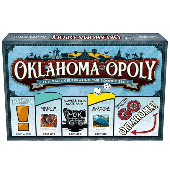 Late For The Sky: Oklahoma-Opoly - State Themed Opoly-Style Board Game, Landmark Properties, Family Strategy, 2-6 Players, Traditional or 1hr Version