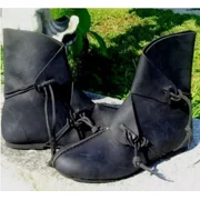 Late medieval boots Leather Medieval Larp Shoes SCA LARP Brown Size - 42