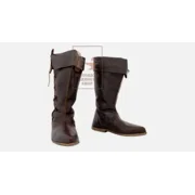 Late medieval boots Leather Medieval Larp Shoes SCA LARP Brown Size - 42