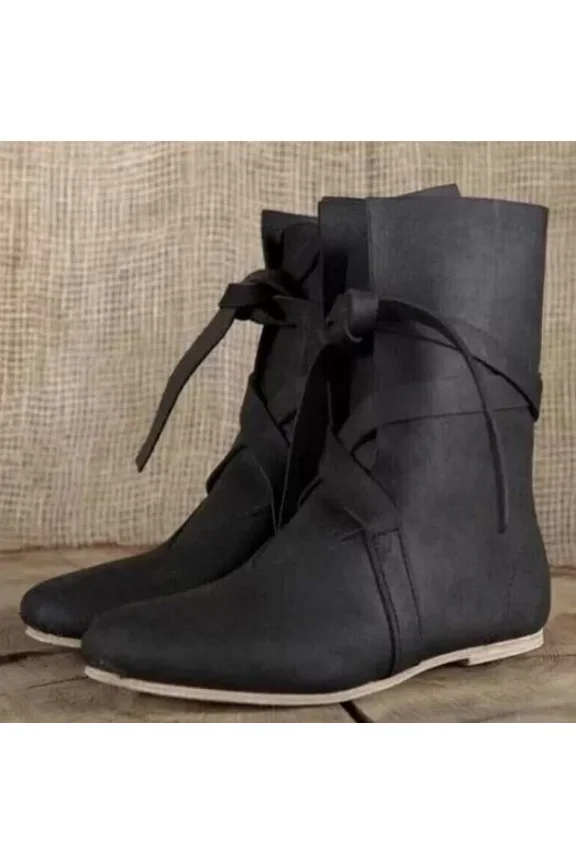 Late medieval boots Leather Medieval Larp Shoes SCA LARP Brown Size - 42