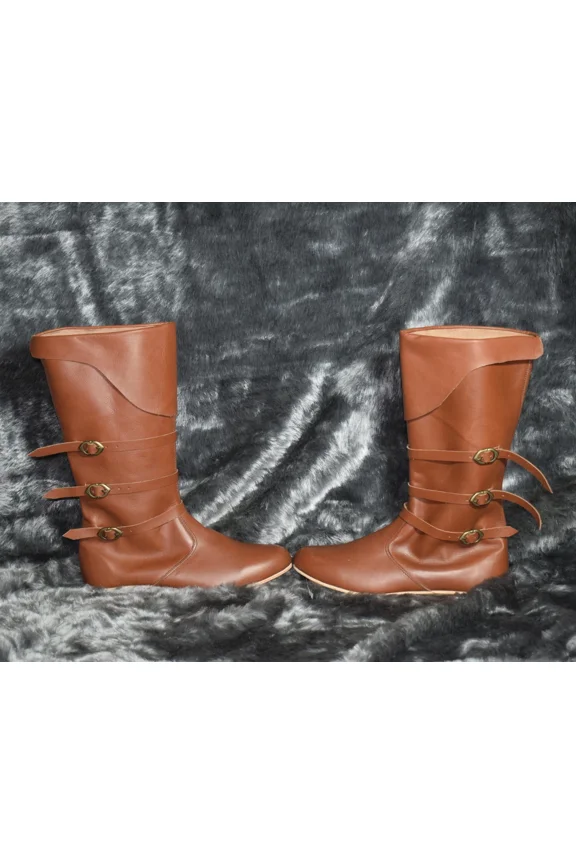 Late medieval boots Leather Medieval Larp Shoes SCA LARP Brown