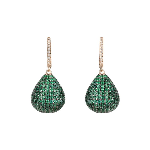 Latelita Valerie Pear Dangle Earrings 18ct Rosegold Plated Sterling Silver Dangle Lab Created Round Cubic Zirconia Green Rosegold Perfect Partywear