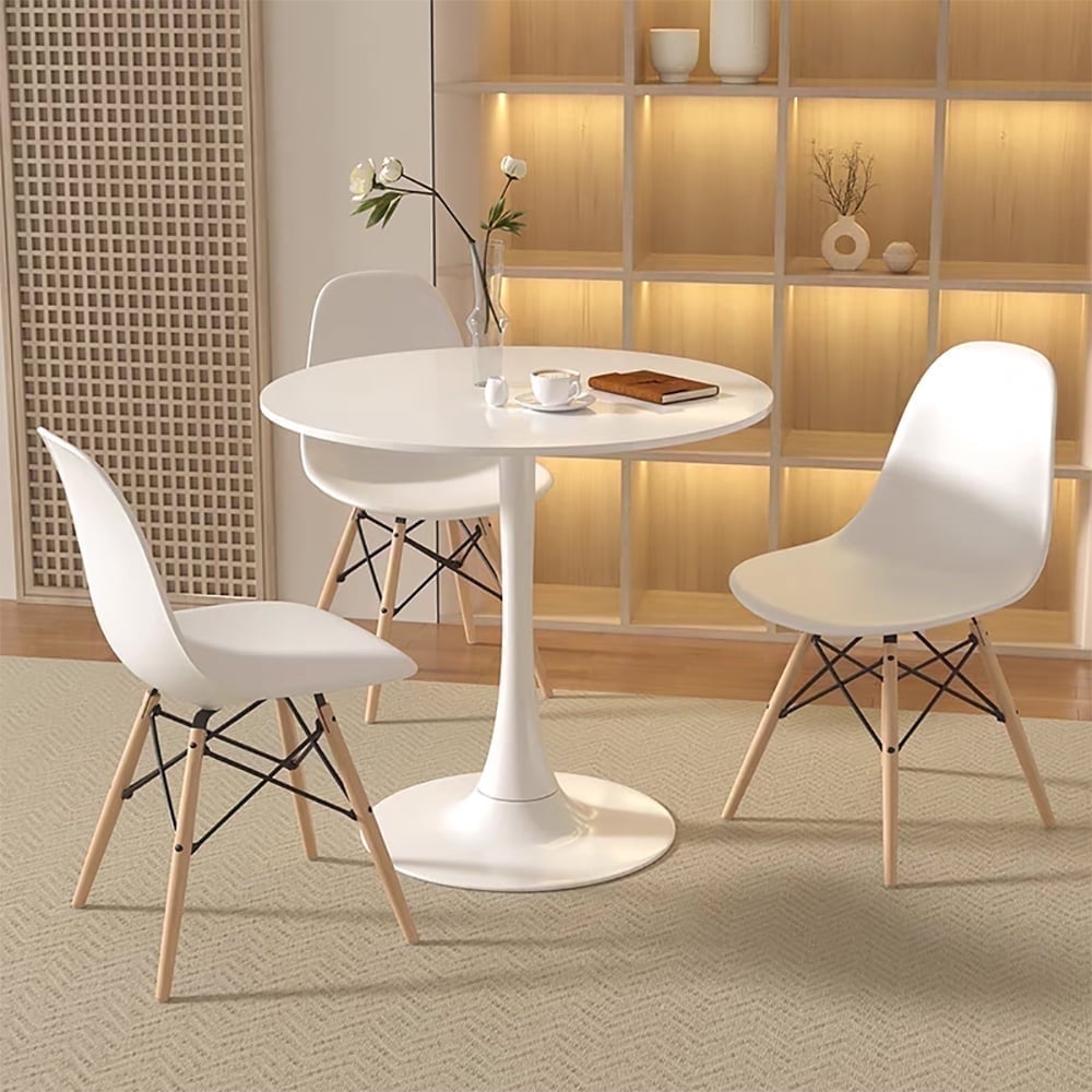 Latepis 35.4 inch Wood White Tulip Table Round Kitchen Dining Table for ...