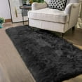 thumbnail image 1 of Latepis Area Rug 2x6, Faux Fur Sheepskin Rug for Living Room, Fluffy Washable Rug for Bedroom, Nursery, Luxury Room Decor, Black Fur Rug, Rectangle, 1 of 6