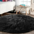 thumbnail image 1 of Latepis Black Round Area Rug 8ft Large Circle Rug Fuzzy Shag Rug Washable Sheepskin Rug Fluffy Faux Fur Rug Plush Throw Rugs for Living Room Bedroom Soft Rug Room Decor, 1 of 6