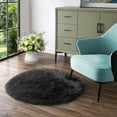 thumbnail image 1 of Latepis Black Round Rug 4 ft, Faux Fur Sheepskin Circle Rug for Living Room, Fluffy Washable Rug for Bedroom, Nursery, Teen Room, Dorm, Cute Room Décor, 1 of 7
