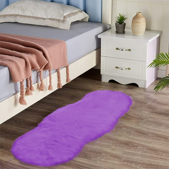 Latepis Fluffy Rug for Bedroom 2x4 Purple Shag Rug Washable Faux Fur Rug Sheepskin Rug Living Room Carpet Fuzzy Shaggy Rug for Dorm Chair Nursery Cute Home Decor