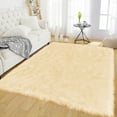 thumbnail image 1 of Latepis Fur Rug 5x6.7, Faux Sheepskin Rug for Living Room, Nursery Room, Teen Room Decor, Furry Rug, Light Yellow, Rectangle, 1 of 7