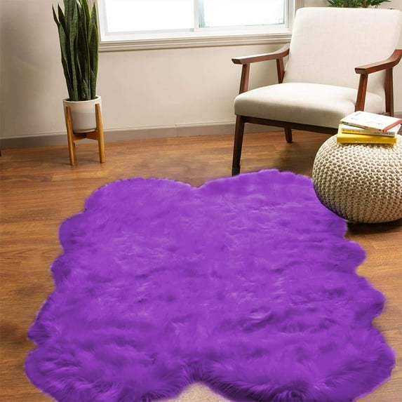 Latepis Fuzzy Purple 4x6 Area Rug Fluffy Sheepskin Rug Shag Rug Faux Fur Rug Plush Throw Rugs for Living Room Soft Shaggy Rug for Bedroom Nursery Dorm Home Decor Sheepskin