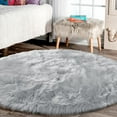 thumbnail image 1 of Latepis Grey Living Room Rug Round Area Rug 10 ft Washable Faux Fur Rug Fluffy Shag Rug Circle Carpet Soft Sheepskin Rug for Bedroom Playroom Shaggy Rug Home Decor, 1 of 5