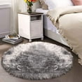 thumbnail image 1 of Latepis Grey Round Rug 6 ft, Faux Fur Sheepskin Circle Rug for Living Room, Fluffy Washable Rug for Bedroom, Nursery, Teen Room, Dorm, Cute Room Décor, 1 of 7