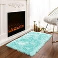 thumbnail image 1 of Latepis Light Blue Fur Rug 2x3, Faux Sheepskin Rugs for Chair Cushion, Fluffy Bedroom Rugs, Dorm Teen Room, Furry Rug, Boho Rug, Rectangle, 1 of 7