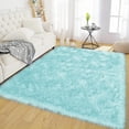 thumbnail image 1 of Latepis Light Blue Fur Rug 5x6.7, Faux Sheepskin Rug for Living Room, Fluffy Washable Rug for Bedroom, Nursery Room, Teen Room Decor, Furry Rug, Rectangle, 1 of 7