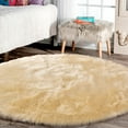 thumbnail image 1 of Latepis Round Area Rugs 10 Feet Yellow Living Room Circle Rugs Washable Faux Sheepskin Fur Rug Fuzzy Shag Rug Fluffy Carpet for Bedroom Dorm Large Accent Rug Room Decor, 1 of 4