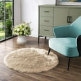 thumbnail image 1 of Latepis Round Fur Rug Beige Circle Rug 4ft Fluffy Washable Rug Faux Sheepskin Rug Shag Rug Plush Soft Rug for Living Room Bedroom Dorm Nursery Rug Home Decor, 1 of 5