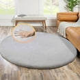 thumbnail image 1 of Latepis Washable Furry 5ft Round Area Rugs for Living Room Bedroom Light Grey Circle Faux Rabbit Shaggy Fur Rug Teen Room Décor, 1 of 7