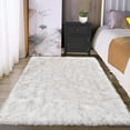 thumbnail image 1 of Latepis White with Grey Tips Fur Rug 3x5, Faux Sheepskin Rugs for Living Room, Fluffy Shaggy Rugs for Bedroom, Teen Room, Dorm, Furry Rug, Boho Rug, Rectangle, 1 of 6