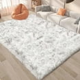 thumbnail image 1 of Latepis White with Grey Tips Fur Rug 5x6.7, Faux Sheepskin Rug for Living Room, Fluffy Washable Rug for Bedroom, Nursery Room, Teen Room Decor, Furry Rug, Rectangle, 1 of 7