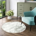 thumbnail image 1 of Latepis White with Grey Tips Sheepskin Circle Rug 5 ft, Faux Round Rug for Living Room, Boho Rugs, Fluffy Washable Rug for Bedroom, Nursery, Teen Room, Dorm, Cute Room Décor, 1 of 7