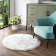 thumbnail image 1 of Latepis White Round Rug 5 ft, Faux Fur Sheepskin Circle Rug for Living Room, Fluffy Washable Rug for Bedroom, Nursery, Teen Room, Dorm, Cute Room D�cor, 1 of 8