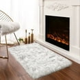 thumbnail image 1 of Latepis White with Grey Tips Fur Rug 2x3, Faux Sheepskin Rugs for Chair Cushion, Fluffy Bedroom Rugs, Dorm Teen Room, Furry Rug, Boho Rug, Rectangle, 1 of 6