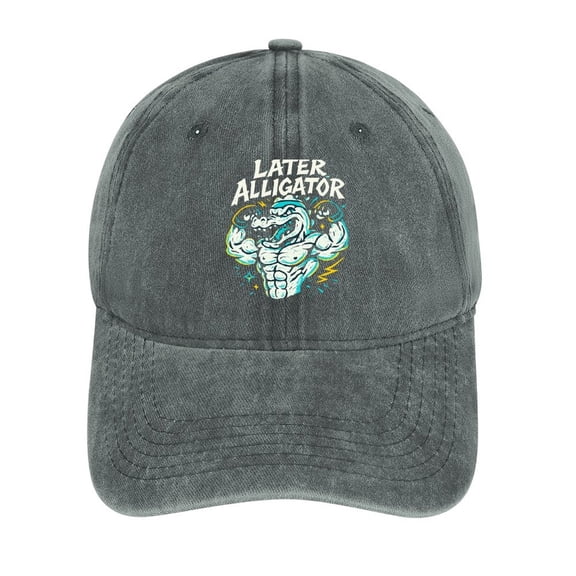 Later Alligator Gray Baseball Cap for Men Women, Adjustable Snapback Hats Cotton Hat