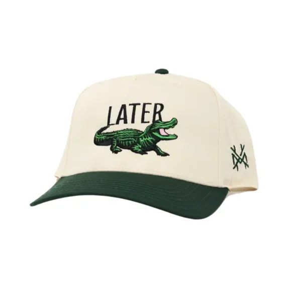 Later Alligator Trucker Hat, Funny Embroidered Snapback Baseball Cap with Green Gator Design, Adjustable Mesh Back Hat for Men and Women, Cool Outdoor Streetwear