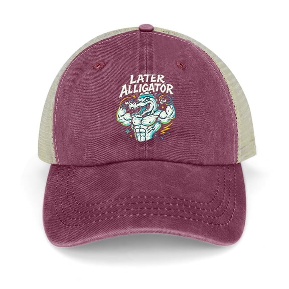 Later Alligator Wine Red Baseball Cap for Men Women, Adjustable Snapback Hats Trucker Hat