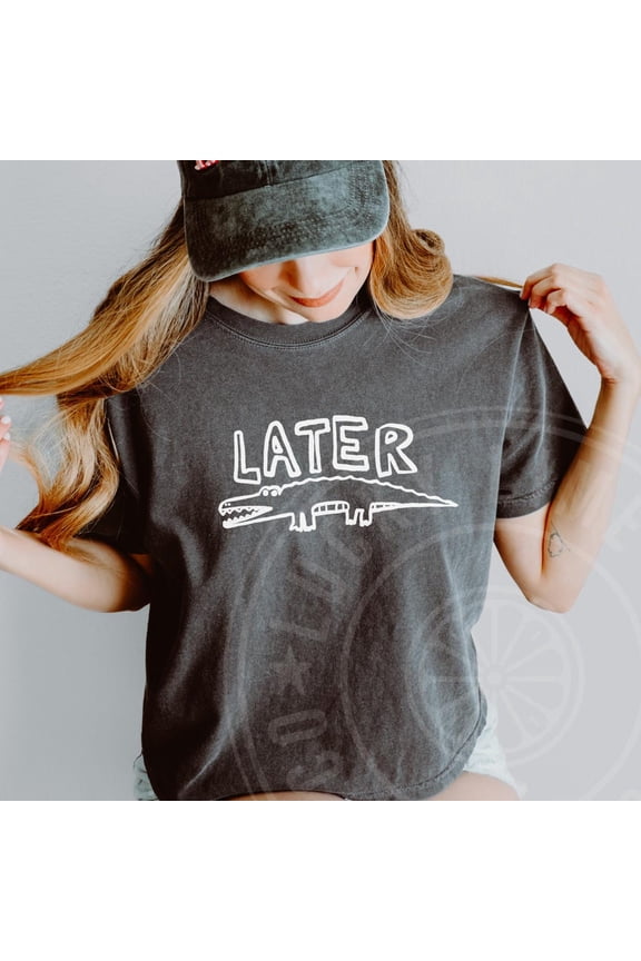 Later Gator Funny Alligator Boxy Tee T-Shirt DARK HEATHER Unisex S-5XL Hot Trending Shirt
