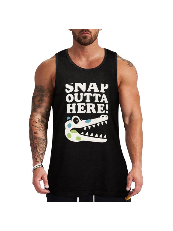 Later Gator Playful Farewell Phrase With Alligator Imagery Men's Tank Top Muscle Workout Gym Sleeveless Shirt for Workout, Casual Wear, Walking Medium