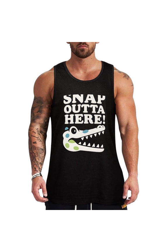 Later Gator Playful Farewell Phrase With Alligator Imagery Men's Tank Top Muscle Workout Gym Sleeveless Shirt for Workout, Casual Wear, Walking XX-Large