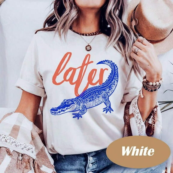 Later Gator Shirt, Retro Alligator Shirt, Aesthetic T-Shirt's, Vintage Inspired Shirt Retro Funny Meme Gift, Y2k Woman Teen Girls Tee,Vintage Print Top, Funny Cute Graphic Letter Tee Crew Neck Pop Co