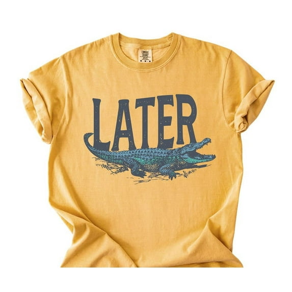 Later Gator Shirt, Vintage 90s Y2K Alligator Graphic Tee, Distressed T-Shirt, Funky Retro Style Trendy Apparel for Women