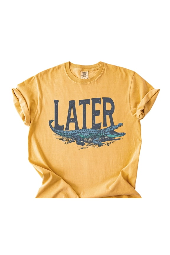 Later Gator Shirt, Vintage 90s Y2K Alligator Graphic Tee, Distressed T-Shirt, Funky Retro Style Trendy Apparel for Women