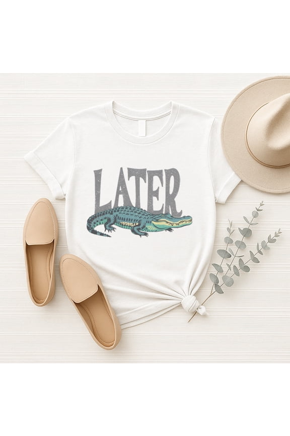 Later Gator Vintage 90s Y2K Baby Tee, Graphic Alligator Print, Retro Style Cropped T-Shirt , Sizes S-5XL - The Golden Shop