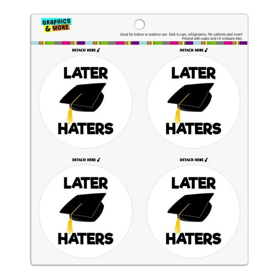 Later Haters Graduation Cap Refrigerator Fridge Locker Vinyl Circle Magnet Set
